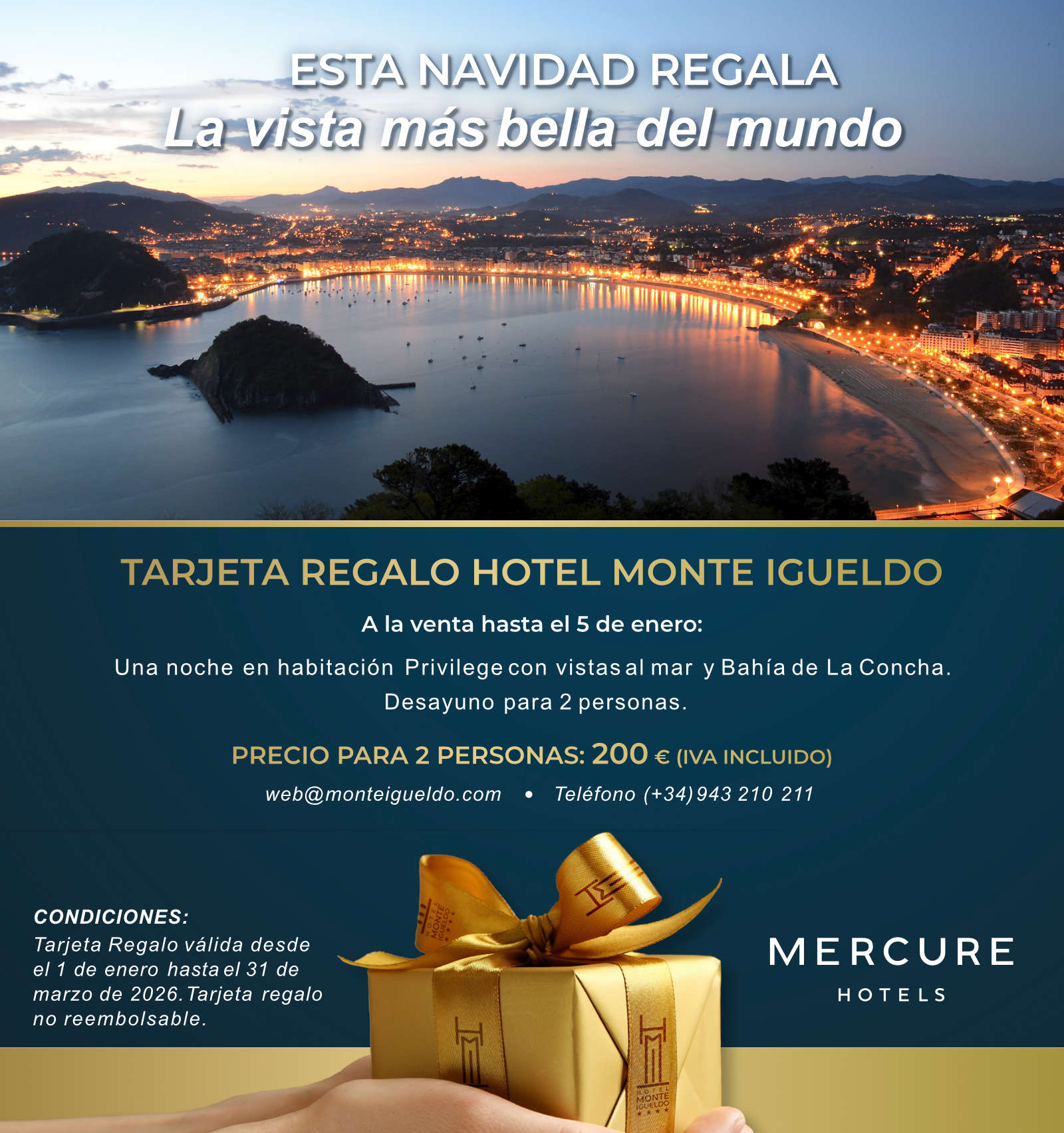 tarjeta regalo hotel Monte Igueldo Donostia navidad 2025-26