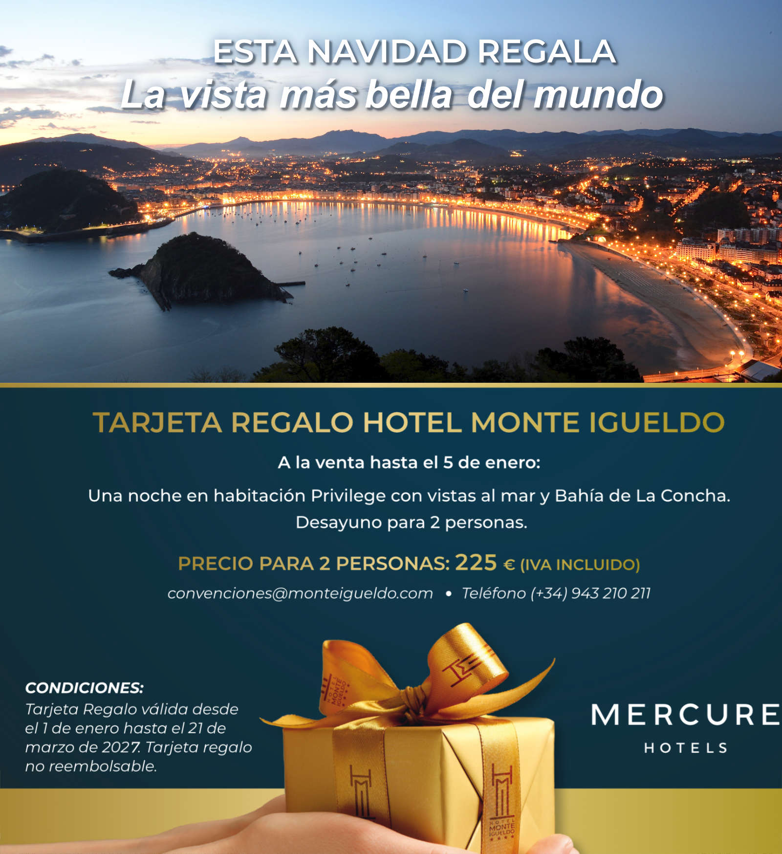 tarjeta regalo hotel Monte Igueldo Donostia navidad 2026-27